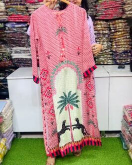 Pure Crape Designer Long Dress with Pants