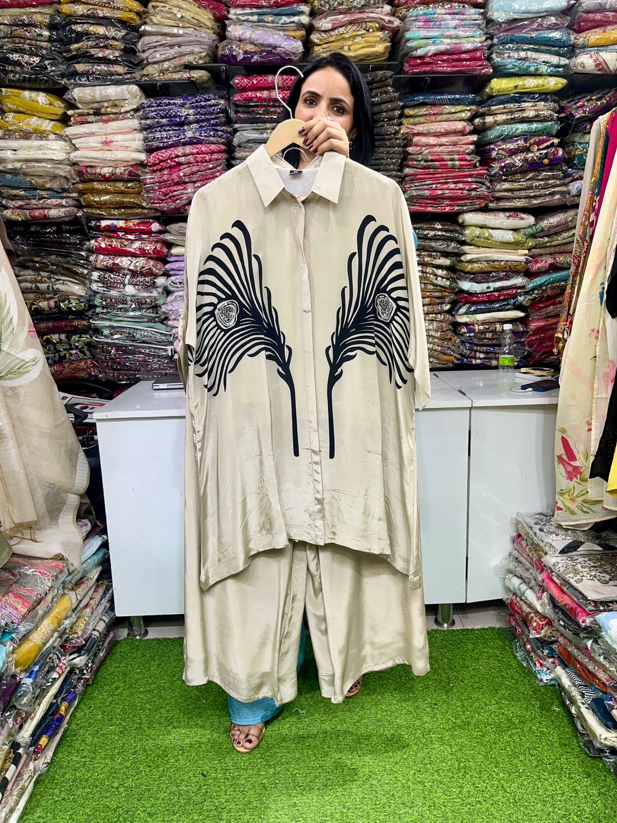 Pure Crape Digital Print with Embroidery Coord Set