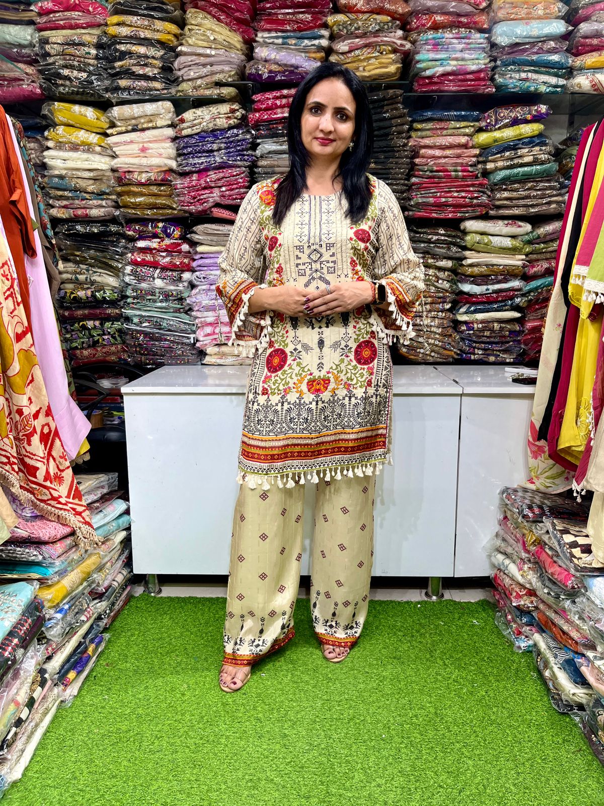 Pure Crape Embroidered Coord Set