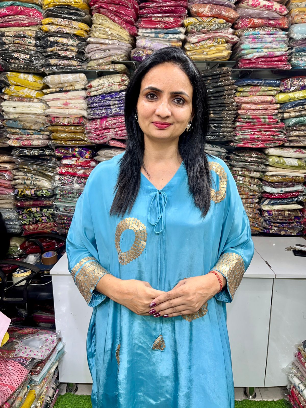 Pure Crape Embroidered Suit Set