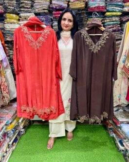 Pure Crape Hand Embroidered Designer Suit Set