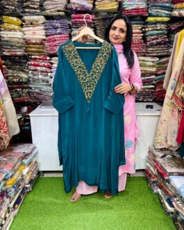 Pure Crape Hand Embroidered Phiran with Plazzo