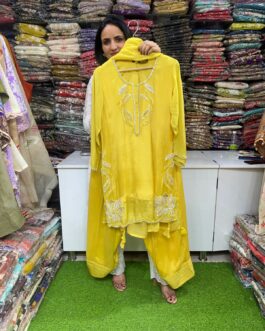 Pure Crape Hand Embroidered Suit Set