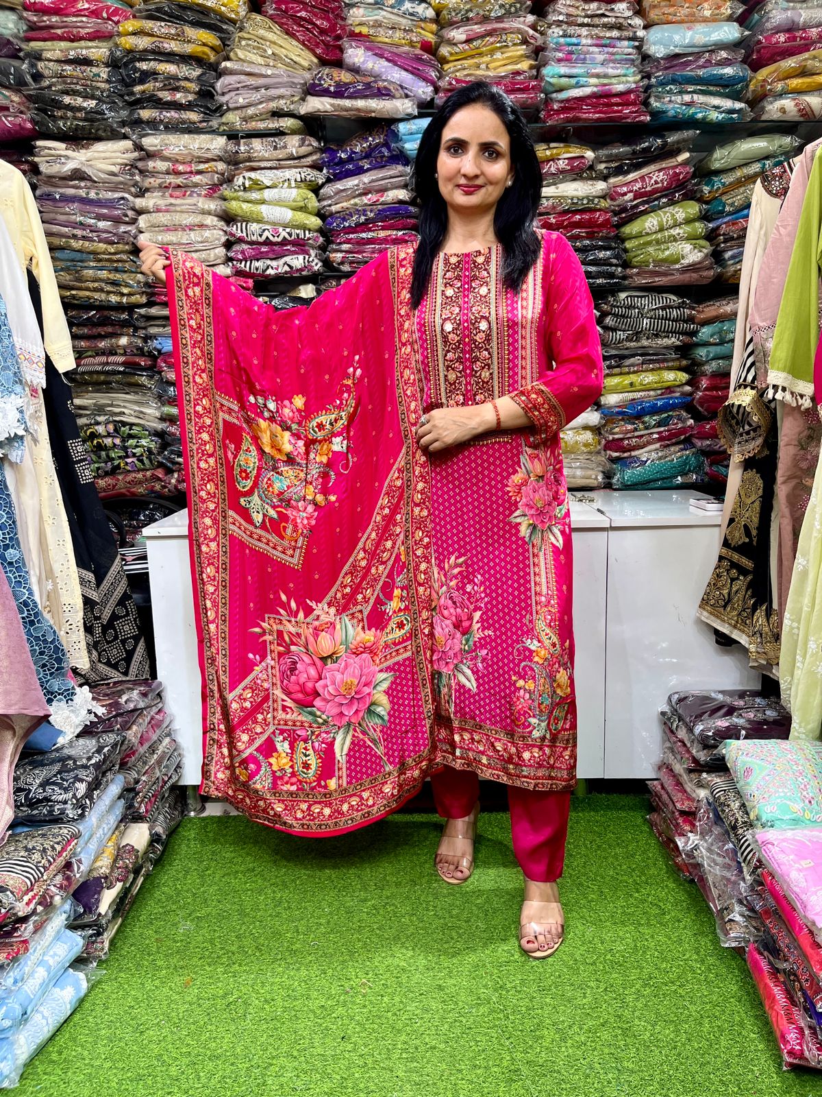 Pure Crape Straight Suit Set