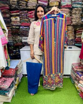 Pure Crape Zari Embroidered Long Dress
