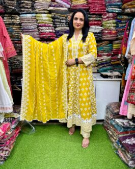 Pure Mal Cotton Chikankari Anarkali Set
