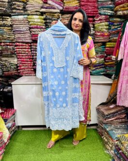 Pure Mal Cotton Chikankari Suit Set