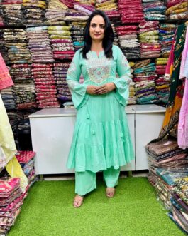 Pure Mal Cotton Designer Anarkali Set