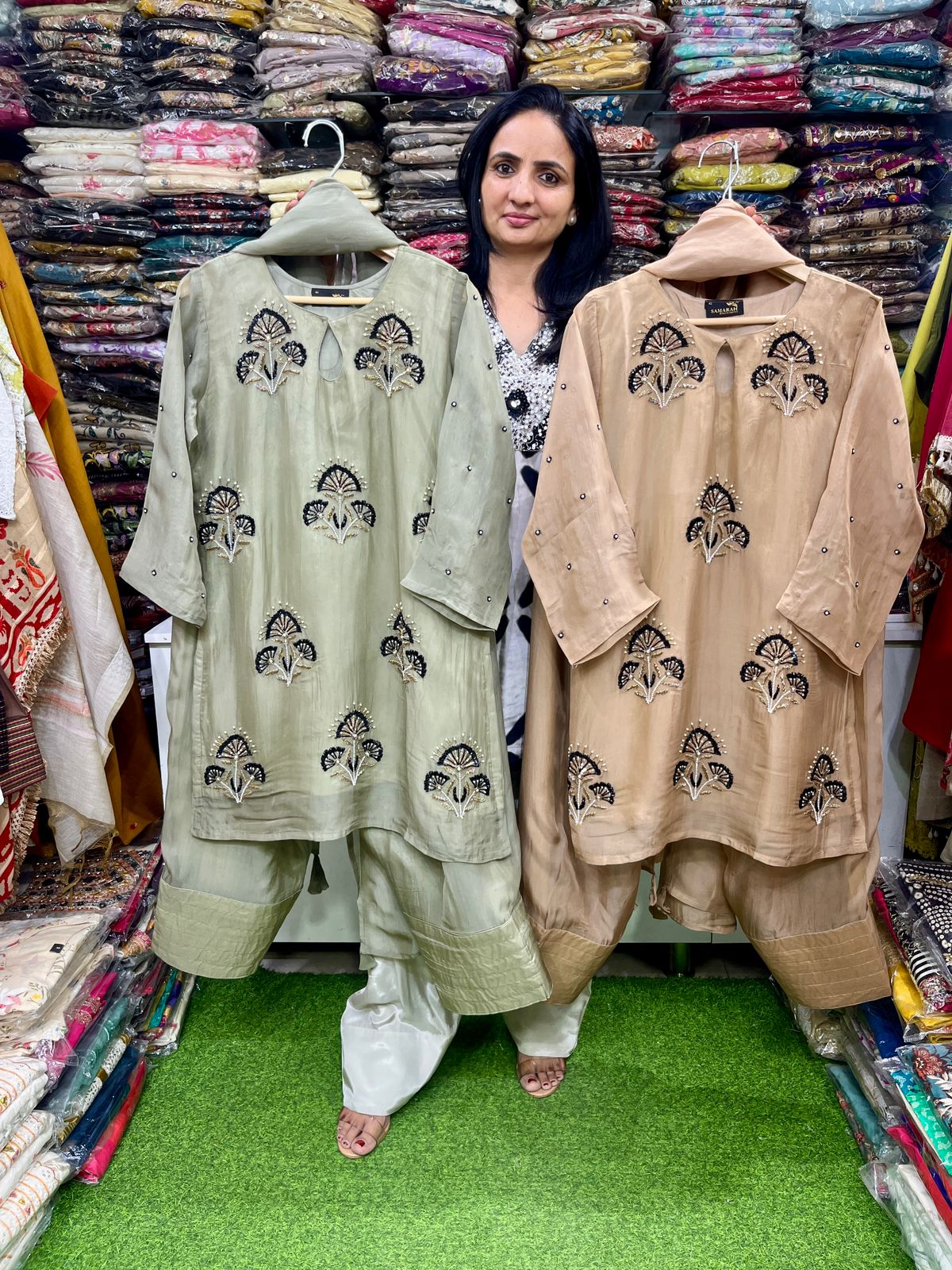 Pure Organza Hand Embroidered Farshi Suit Set