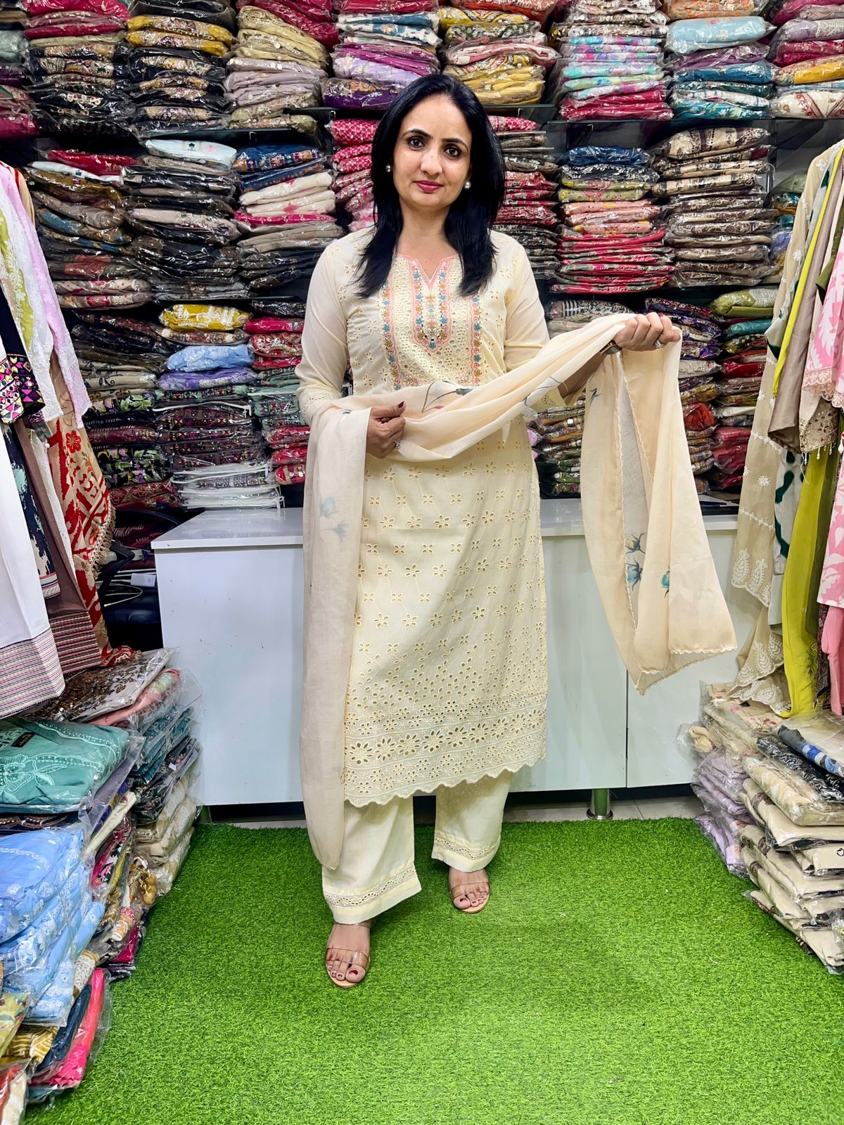 Schifli Cotton Straight Suit Set