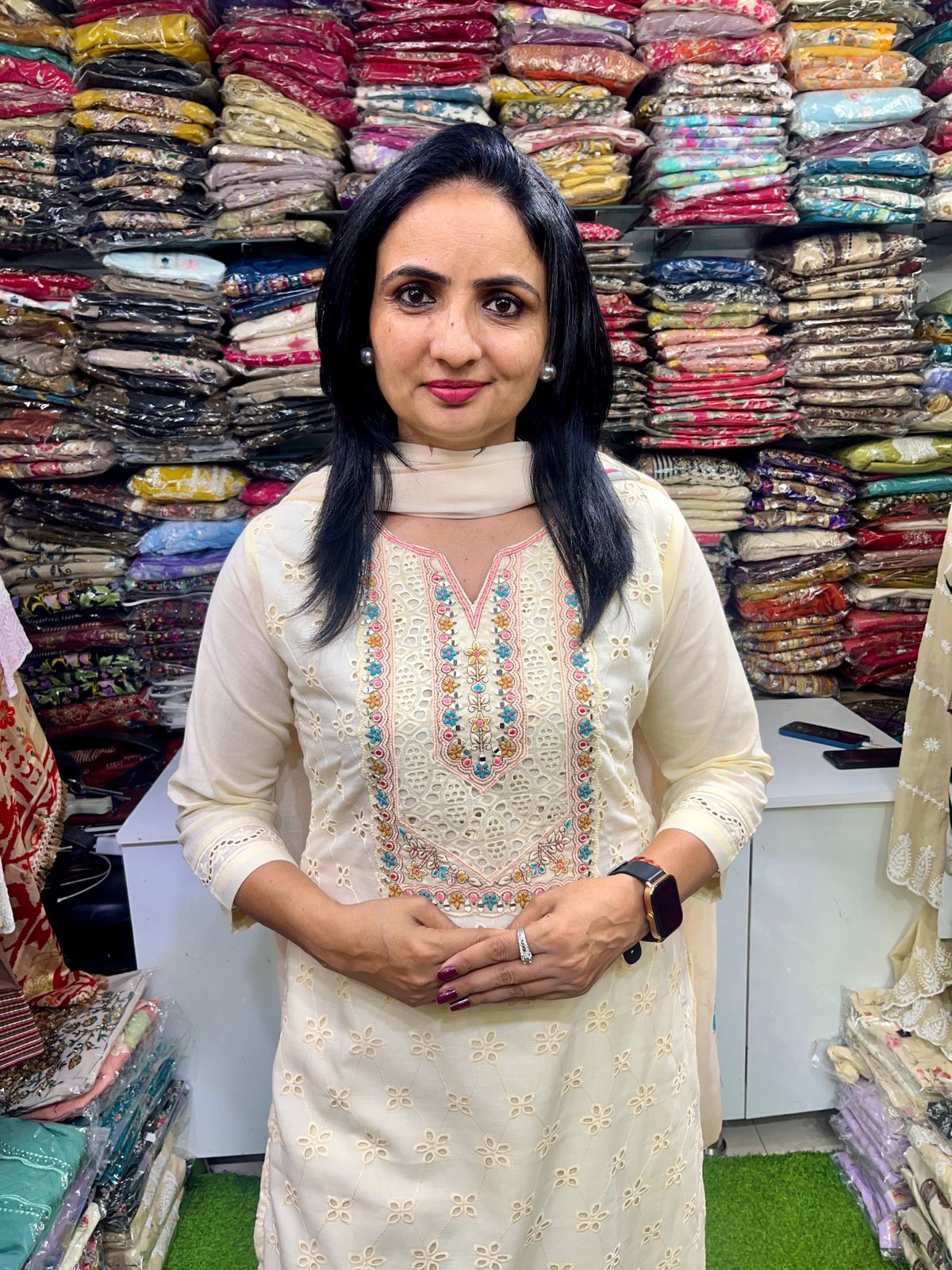 Schifli Cotton Straight Suit Set