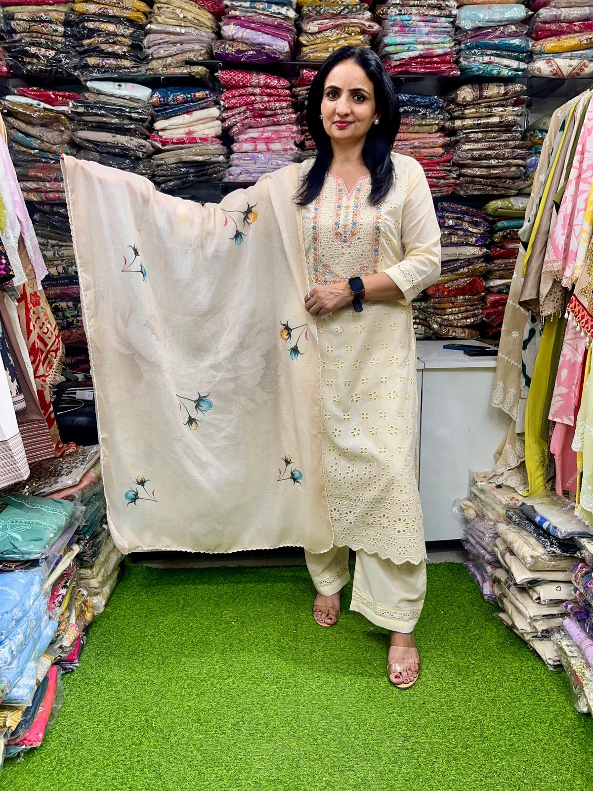 Schifli Cotton Straight Suit Set
