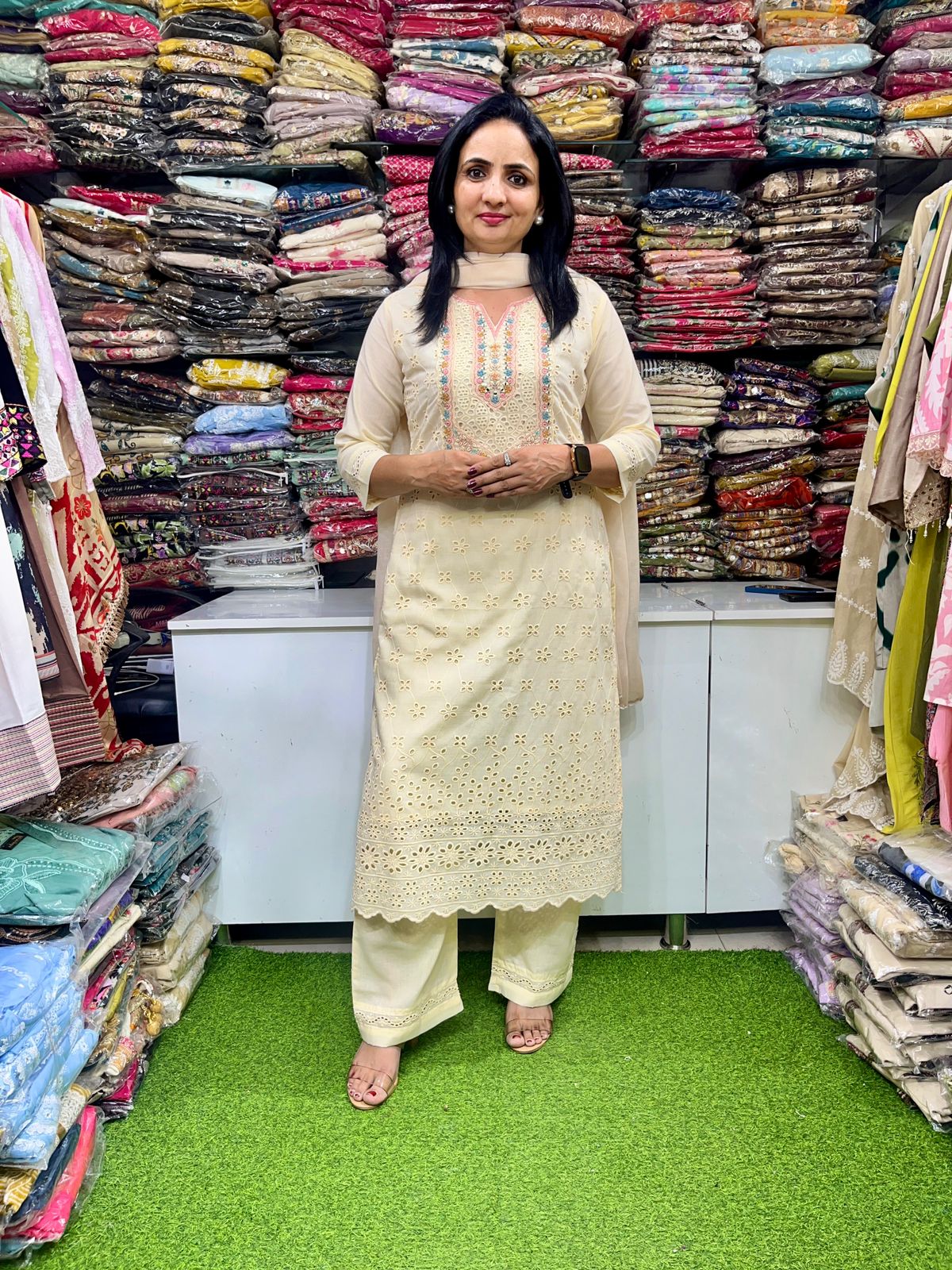 Schifli Cotton Straight Suit Set