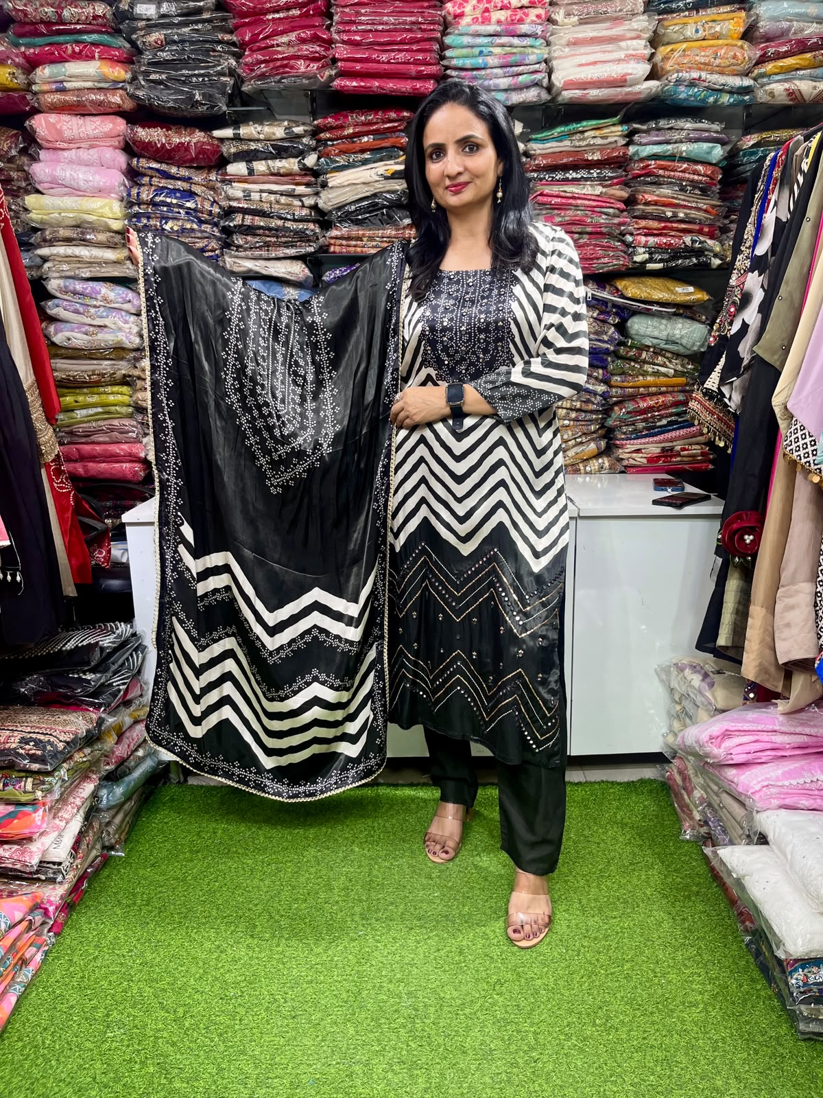 Black Gajji Silk Suit Set