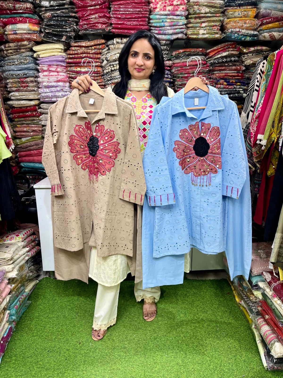 Cotton Schifli Designer Coord Set