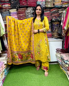Cotton Schifli Embroidered Anarkali Set