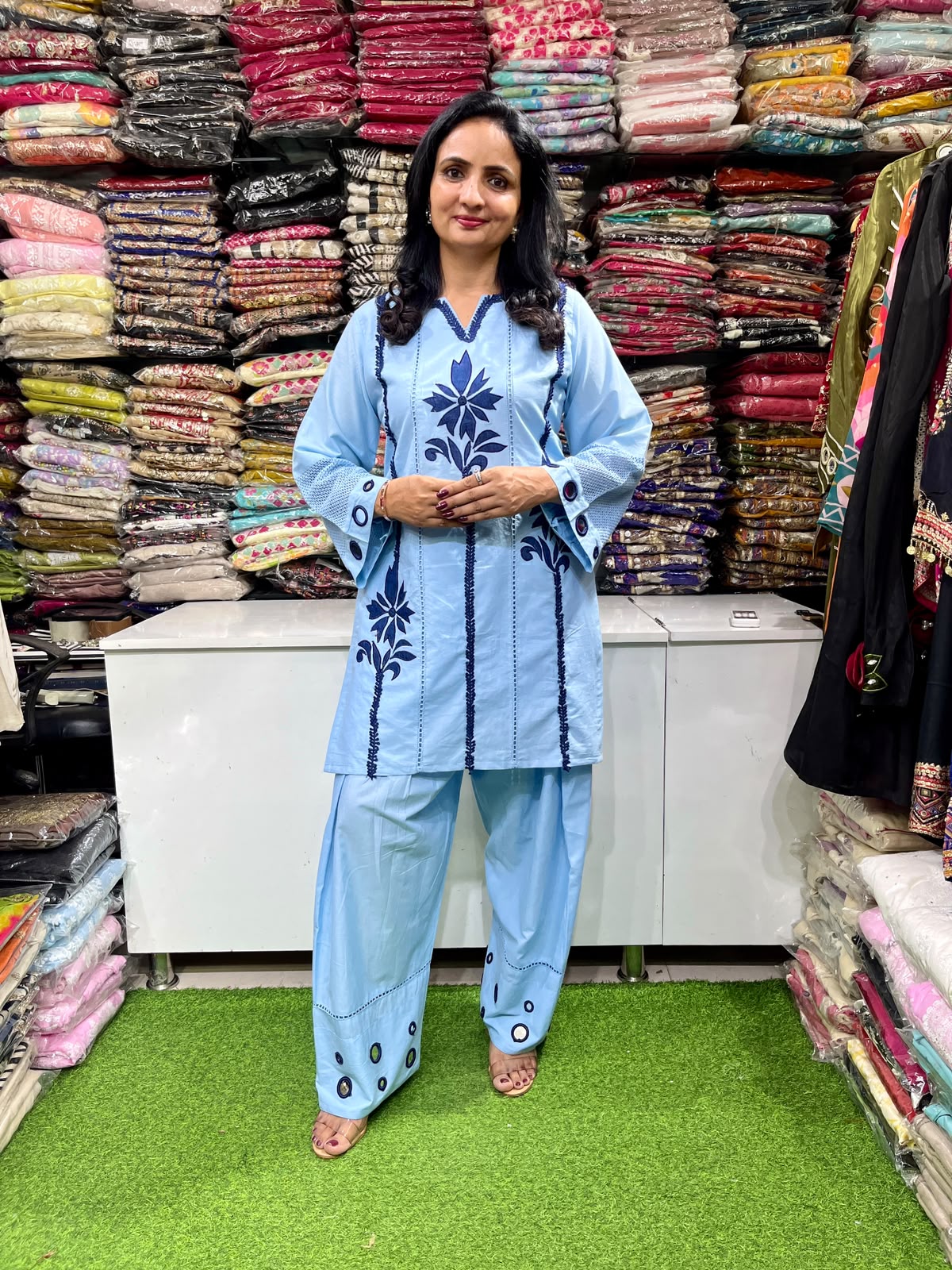 Designer Cotton Coord Set with Farshi