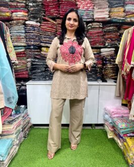 Designer Cotton Schifli Coord Set