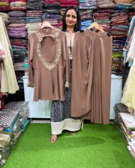 Designer Indo- Western Drape Skirt Set