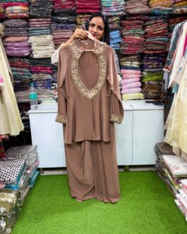 Designer Indo- Western Drape Skirt Set