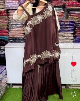 Designer Indo- Western off Shoulder Embroidered Coord Set with Sharara
