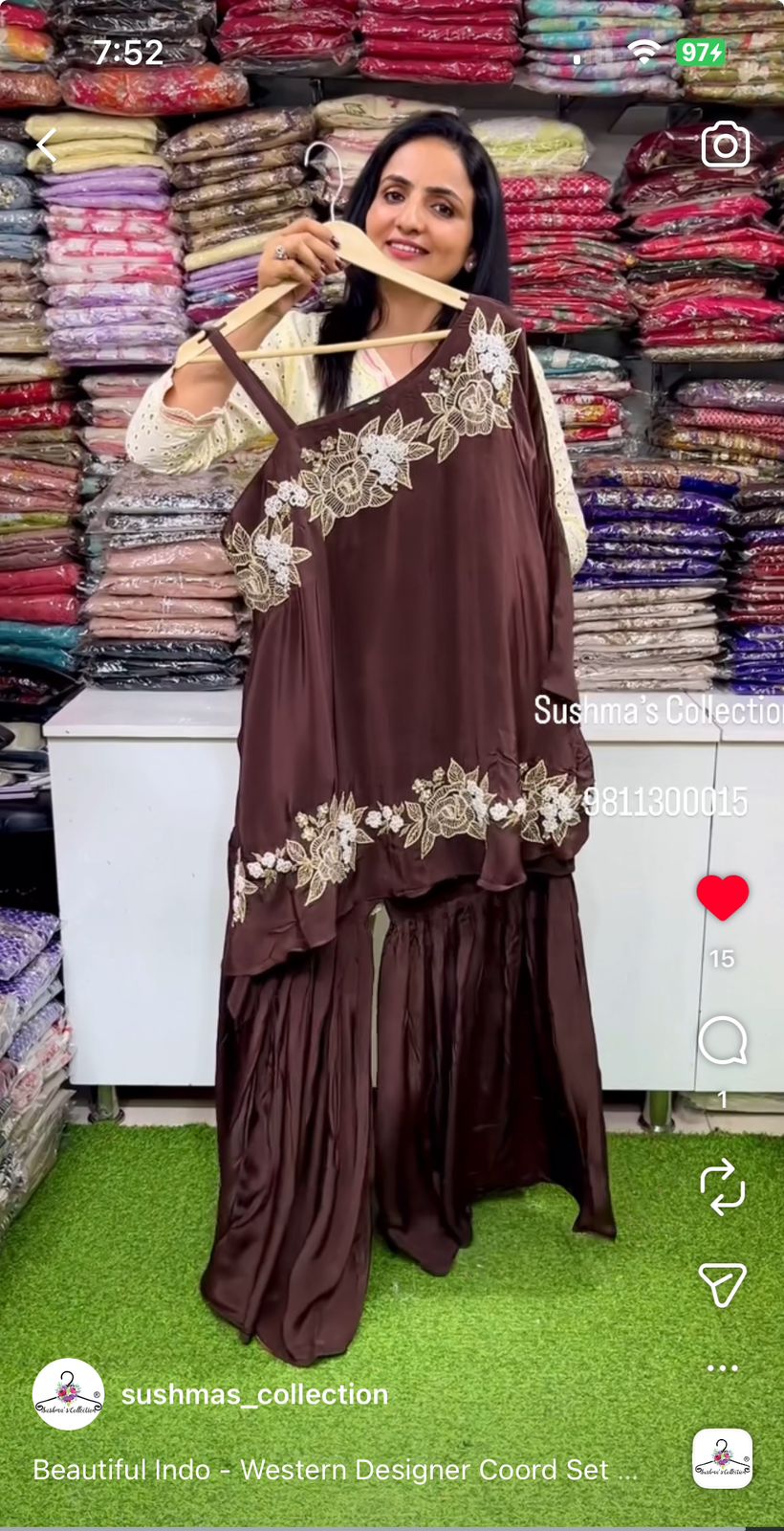 Designer Indo- Western off Shoulder Embroidered Coord Set with Sharara