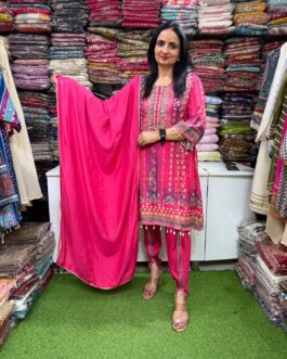 Designer Muslin Anarkali Set with Tulip