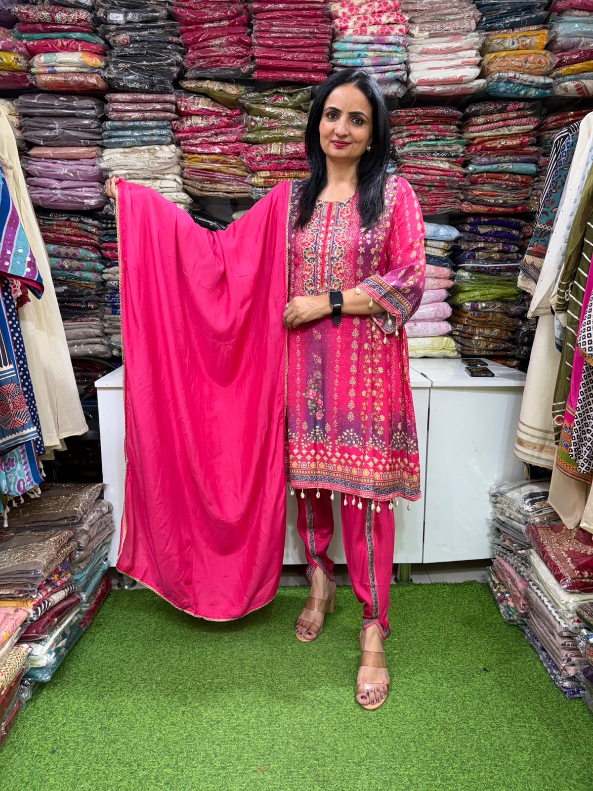 Designer Muslin Anarkali Set with Tulip