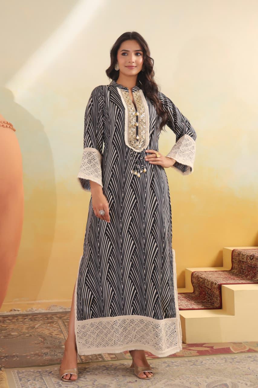 Designer Pure Muslin Crape One Peice Karina Style Dress