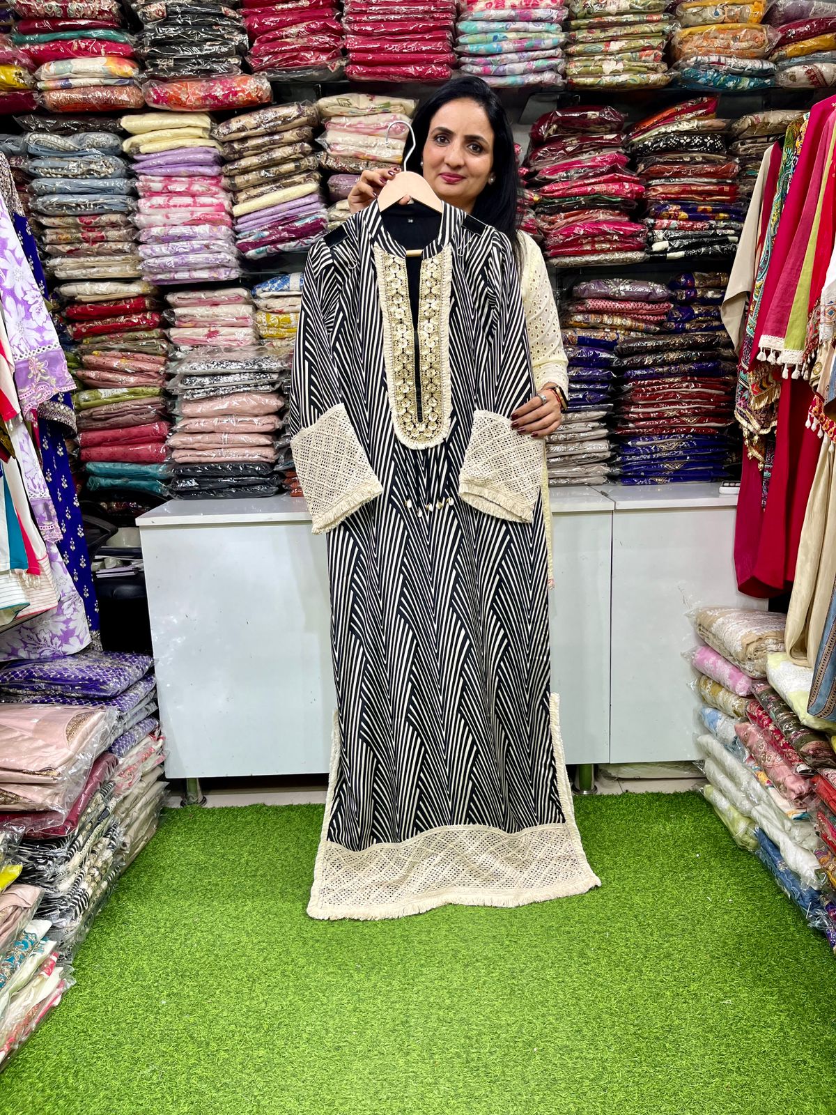 Designer Pure Muslin Crape One Peice Karina Style Dress