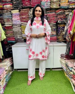 Designer Rayon Cotton Aari Embroidered Suit Set