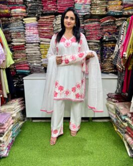Designer Rayon Cotton Aari Embroidered Suit Set