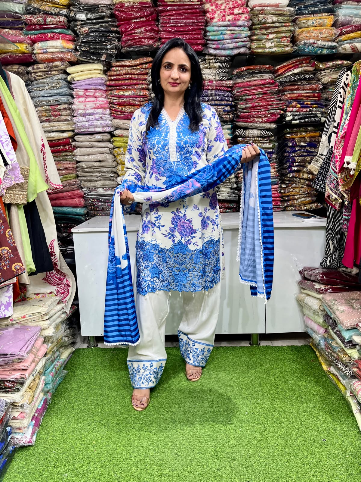Designer Rayon Cotton Pakistani Farshi Suit Set