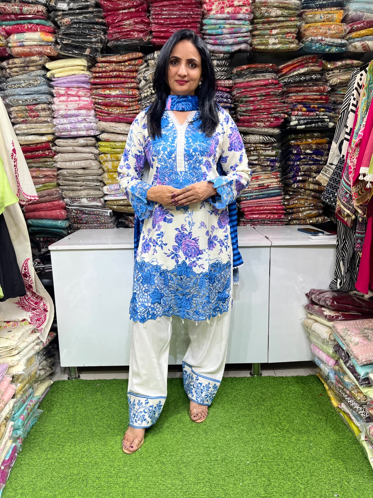 Designer Rayon Cotton Pakistani Farshi Suit Set
