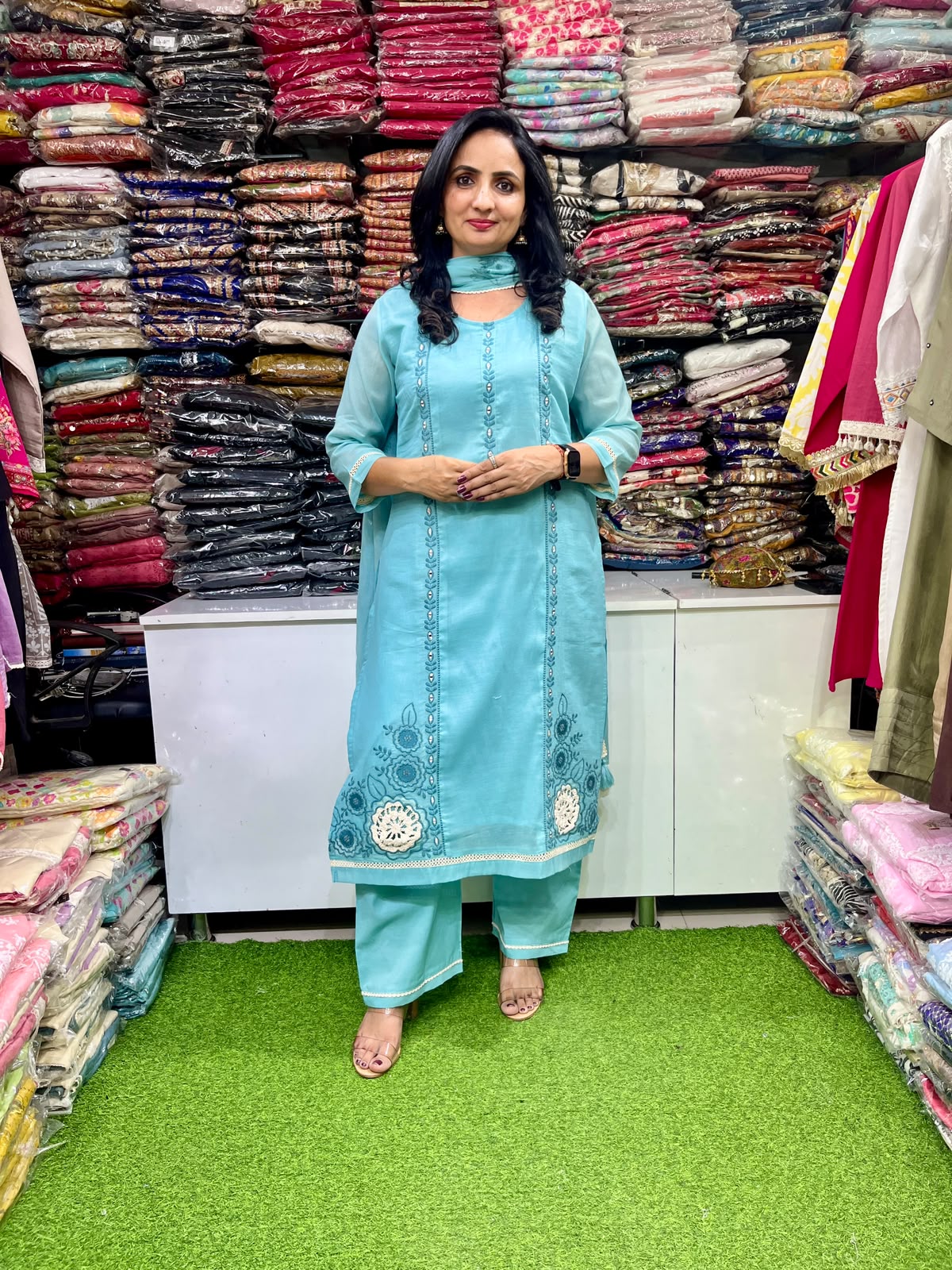 Designer Straight Suit with Embroidery