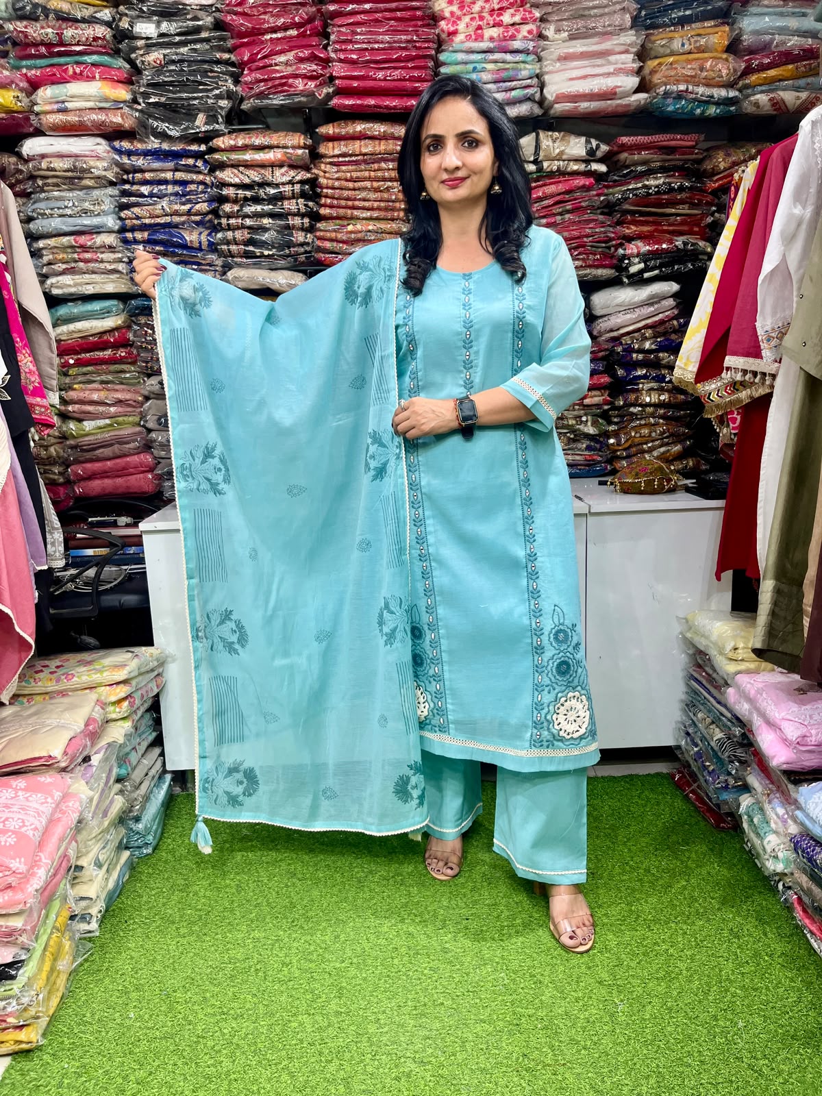 Designer Straight Suit with Embroidery