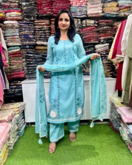 Designer Straight Suit with Embroidery