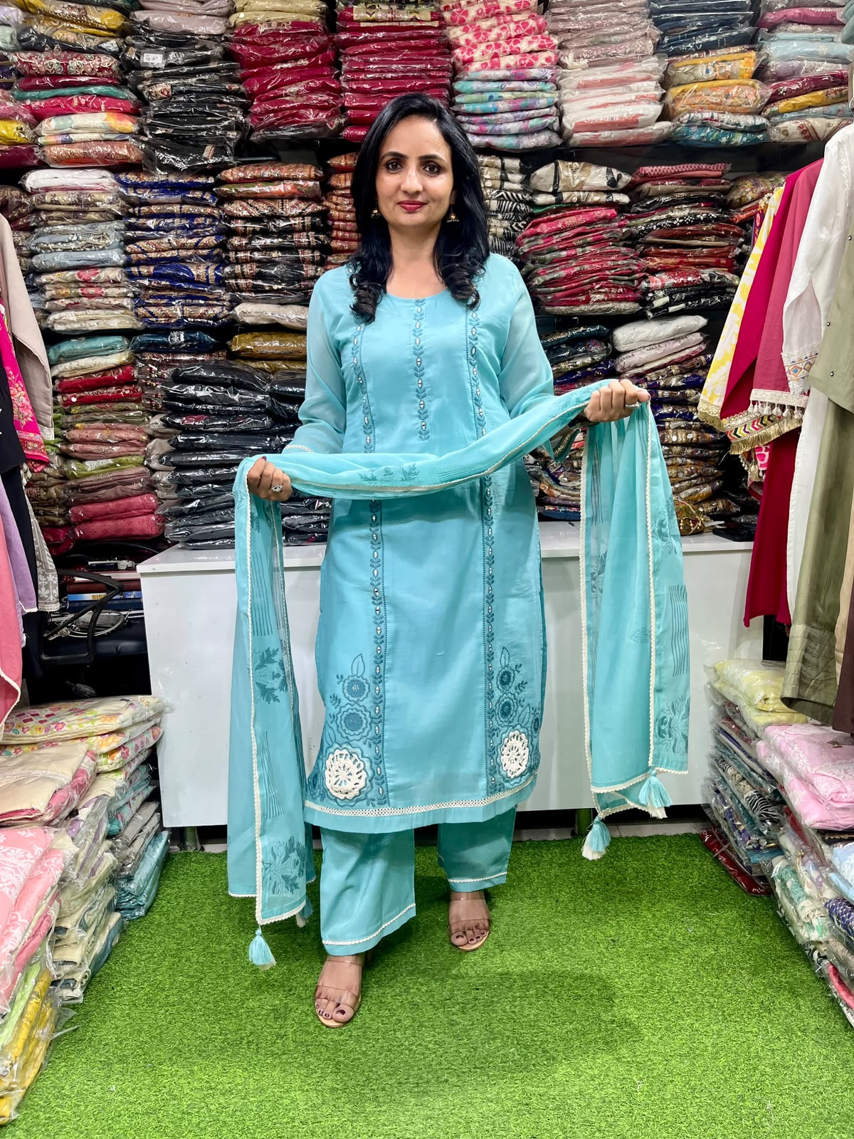 Designer Straight Suit with Embroidery