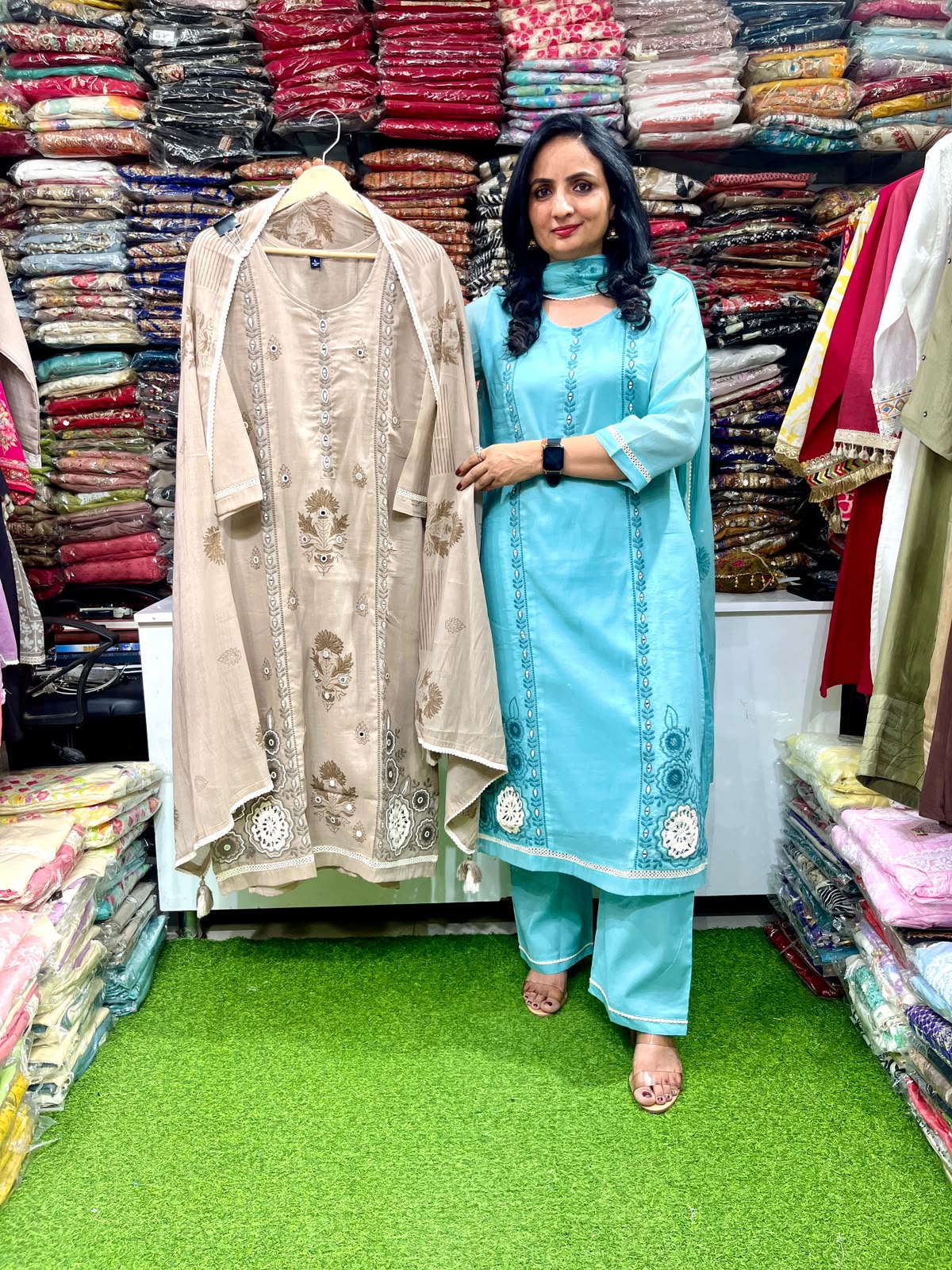 Designer Straight Suit with Embroidery