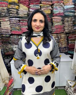 Muslin Crape Polka Dot Farshi Set