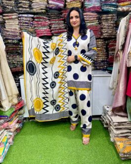 Muslin Crape Polka Dot Farshi Set
