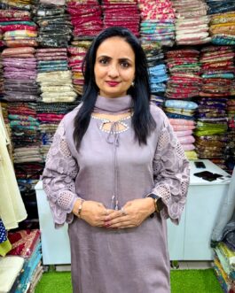 Premium Crochet Sleeves Designer Suit Set