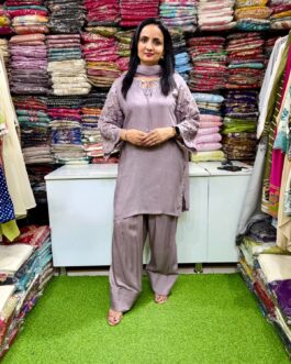 Premium Crochet Sleeves Designer Suit Set