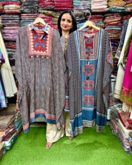 Premium Muslin Ajrakh Kaftan Set