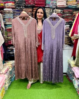 Pure Chinon Hand Embroidered Anarkali Set