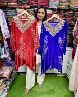 Pure Crape Bandhani Print Hand Embroidered Coord Set
