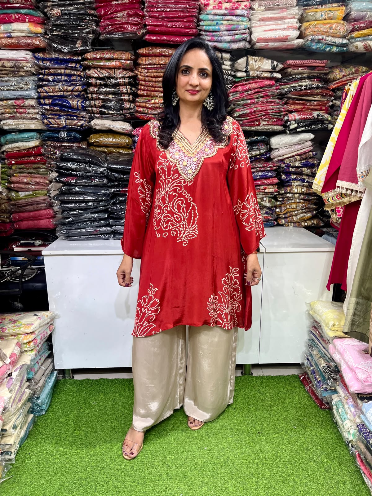 Pure Crape Bandhej Print Coord Set