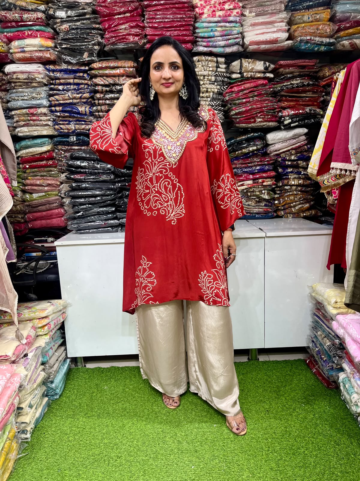 Pure Crape Bandhej Print Coord Set