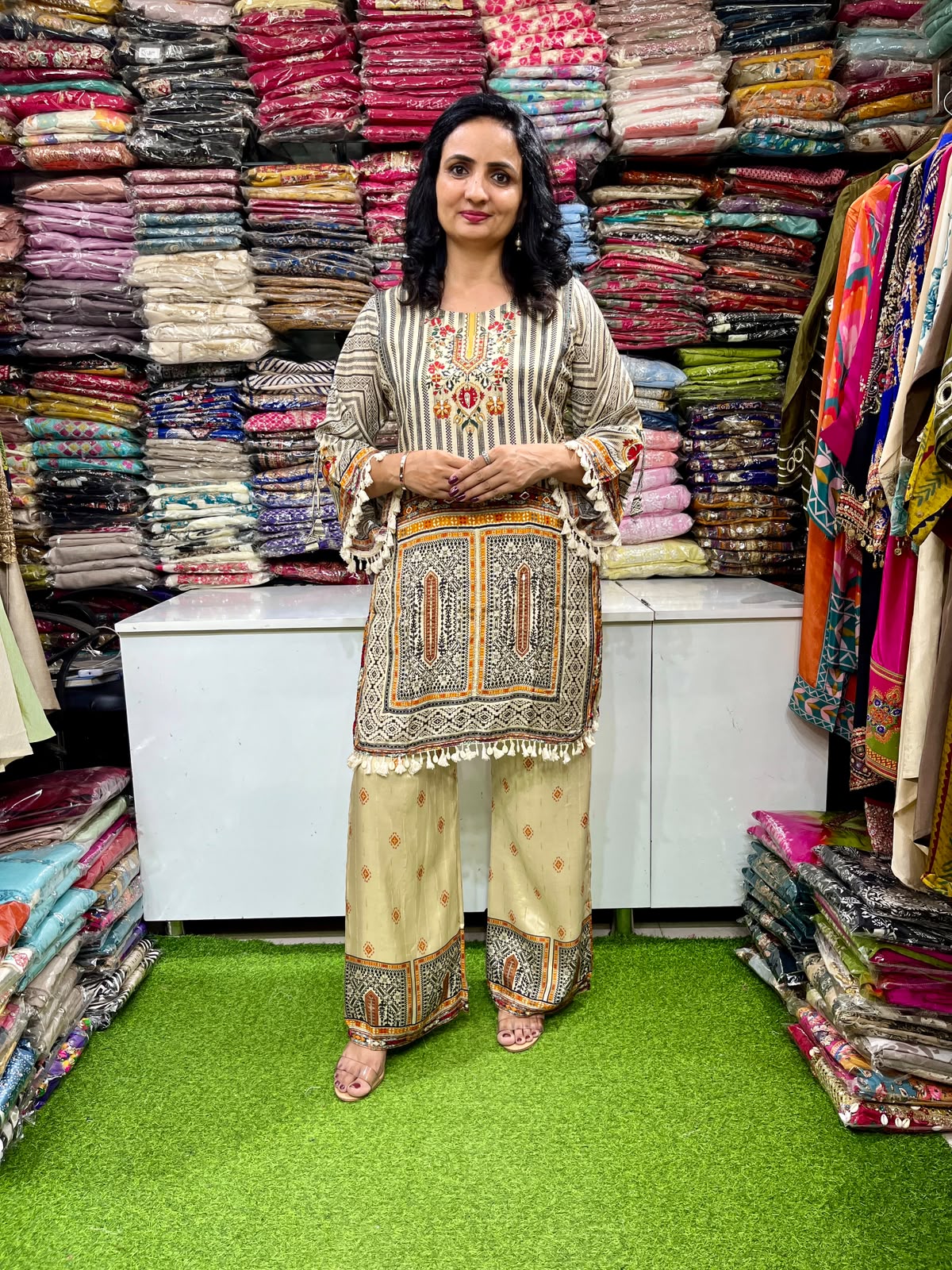 Pure Crape Coord Set with Embroidery