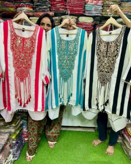 Pure Crape Designer Embroidered 3 Peice Set